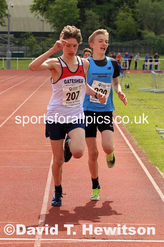 Boys Under-15s 1500 metres, 2023 North Eastern Track and Field Champs., Middlesbrough Sports Village, Middlesbrough. Photo: David T. Hewitson/Sports for All Pics